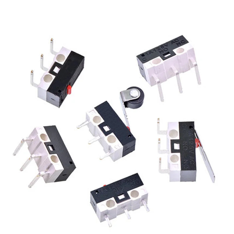 10 PCS Small Limit Microswitch Car Switch with Scroll Wheel Microswitch Curved Foot Arc Handle Microswitch Mouse Switch