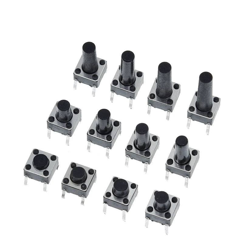 GREATZT 6X6X5/4.3/5.5/6/7/8/9/10/13MM Tact Switch Push Button Switch 12V 4PIN DIP Micro Switch For TV/Toys/home use Button