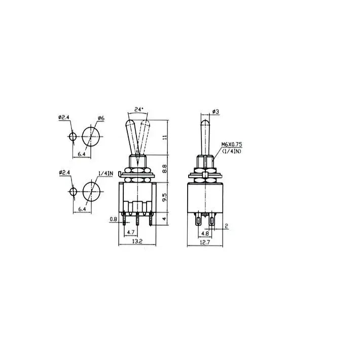 1PCS Blue 6-Pin DPDT ON-ON Mini MTS-203 6A125VAC Miniature Toggle Switches Button switch Dialing Single Power switches MTS203