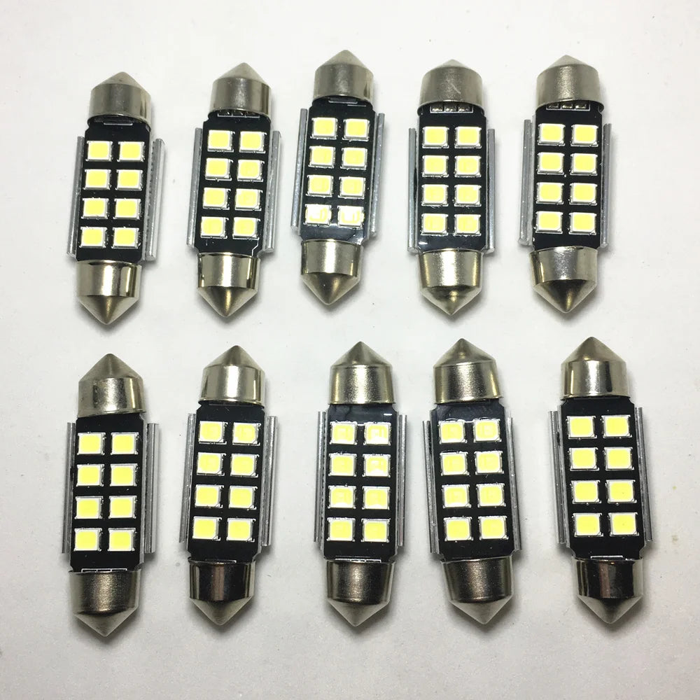 10pcs 31mm 36mm 39mm 41mm Festoon CANbus C5W led ERROR FREE 5630 5730 8 LED smd interior reading white ice blue bulbs dome lamps