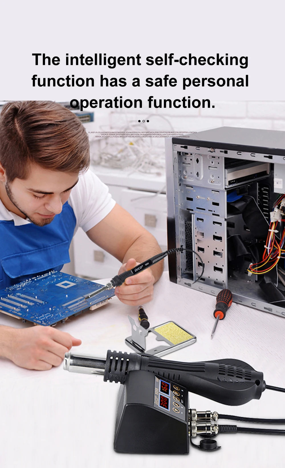 JCD 2 in 1 750W Hot Air Gun LCD Digital Display Welding Soldering Rework Station for Cell-phone BGA SMD PCB IC Solder Iron 8898
