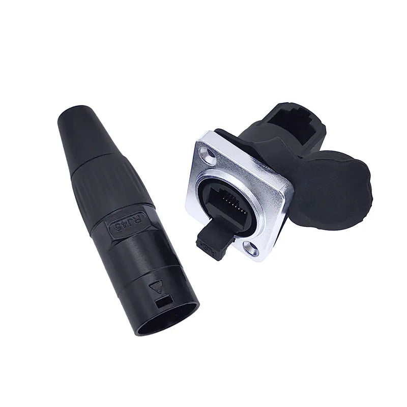 RJ45 Waterproof Connector Plug D Type Panel Mount Socket IP65 Ethernet Connectors