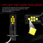 2pcs H3 LED Fog Light Bulb DC 12V 3030 SMD Car Fog Light Super Bright DRL Driving Lamp Built-in 5 Color Optional Headlight Bulb