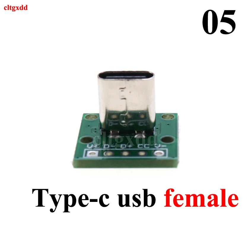 1pcs Micro Mini USB Type C USB 2.0 3.0 Male Female PCB Connector 90 Degree Data Charging Cable Jack Test Board with Pin Header