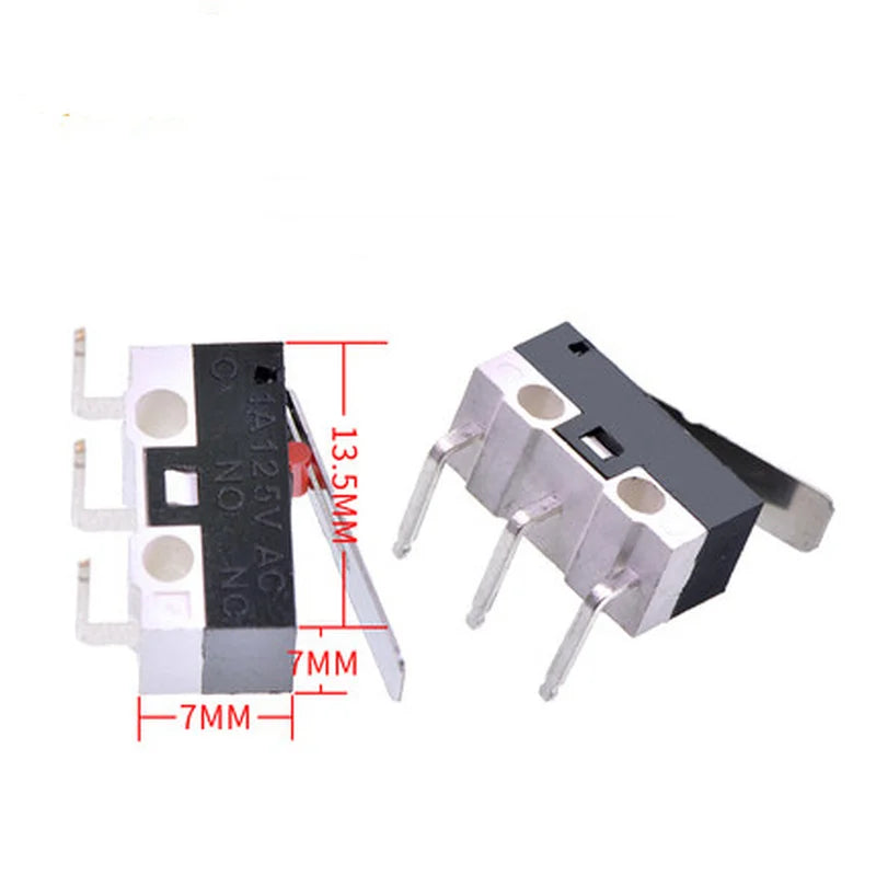 10 PCS Small Limit Microswitch Car Switch with Scroll Wheel Microswitch Curved Foot Arc Handle Microswitch Mouse Switch