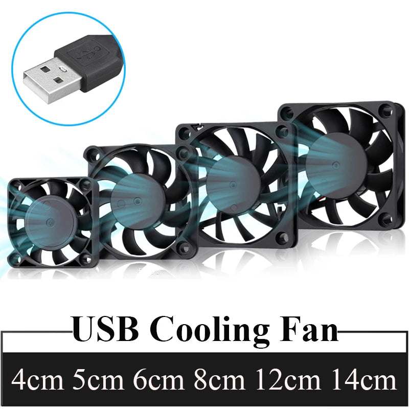 2pcs Gdstime 5V USB PC Fan 40mm 50mm 60mm 80mm 90mm 120mm 140mm for Receiver DVR Playstation Xbox Router Computer Cabinet Cooler