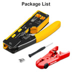AMPCOM RJ45 RJ11 Pass Through Crimping Tool for Cat7/6A Cat6/5 Ethernet Modular Plugs Connectors With Stripper and Spare Blade