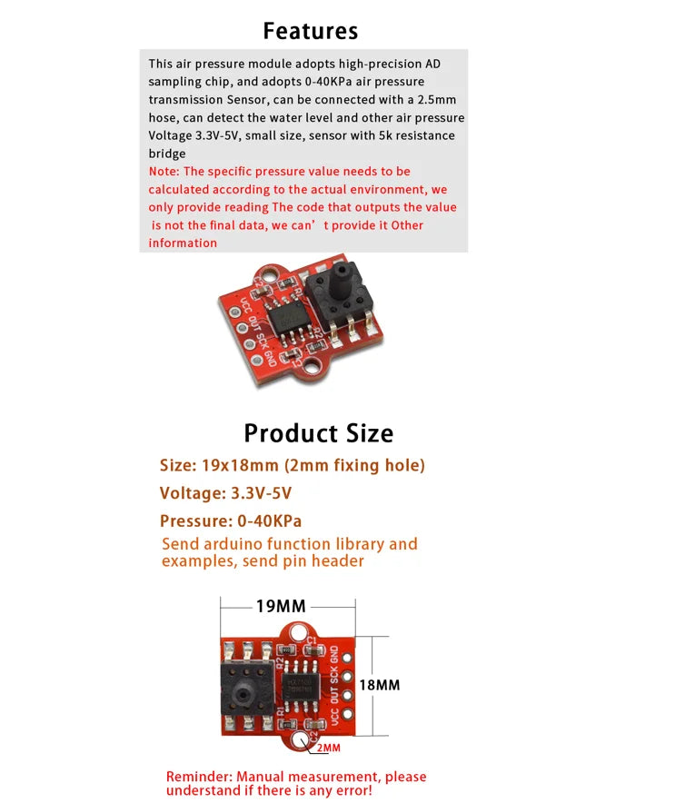 Digital Barometric Pressure Sensor Module 0- 40KPa Water Level Controller Board for Arduino Liquid Flow Sensor Module HX710B
