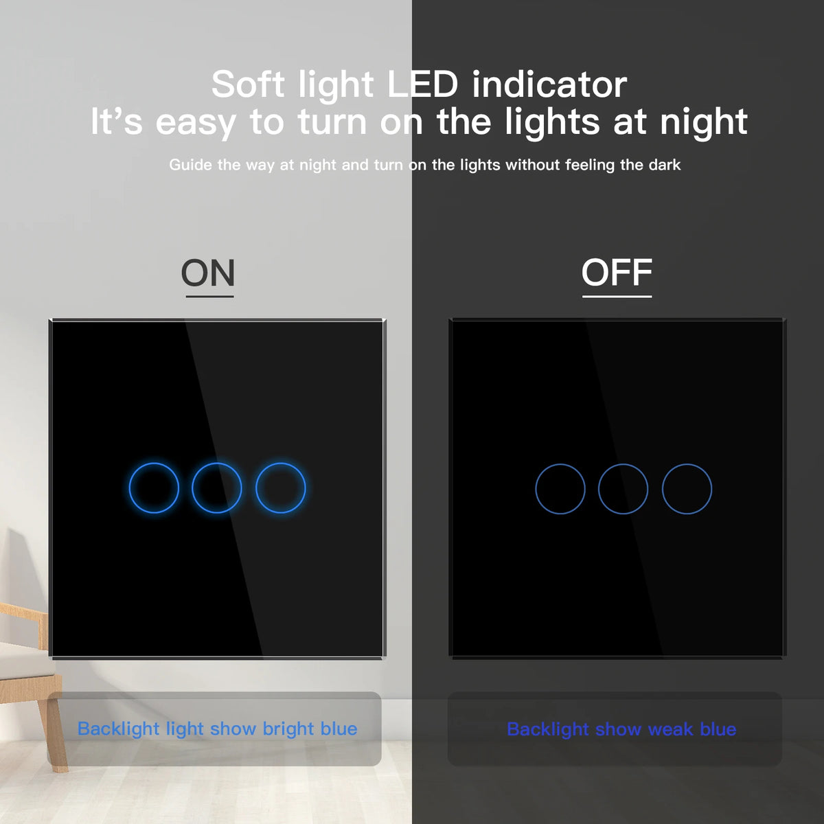 BSEED EU Standard 1/2/3Gang 2Way Wall Touch Switch Light Sensor Switches Wall Socket USB Type-C Crystal Glass Panel 240V Black