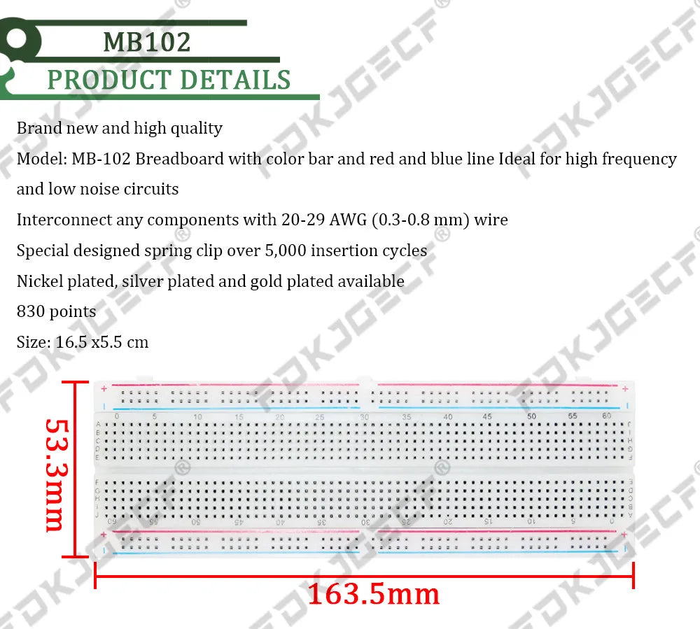 3.3V/5V MB102 Breadboard power module + 65 jumper wires + MB-102 830 points Prototype Bread board for arduino kit