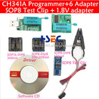 New ch341a bios usb programmer sop8 test clip soic8 sop16 1.8V adapter w25q64 mx25l6405 mx25l6405d 24 25 usb eeprom programmer