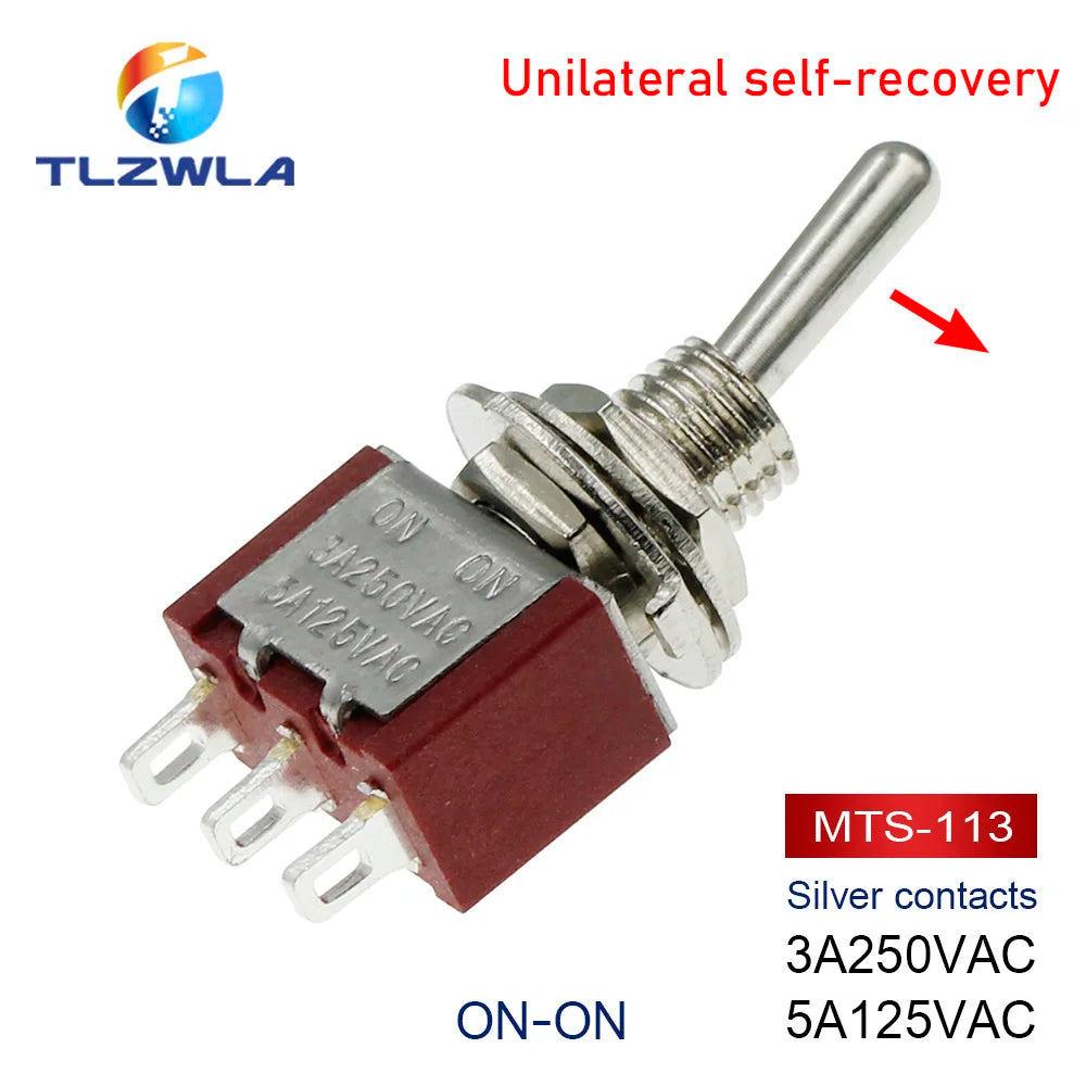 100PCS Toggle Switch SPDT DPDT Rocker Switch MTS 5A 6A 125V Self-Reset Switch 3A 250 AC 3 6PIN ON-ON ON-OFF-ON Starting Switch