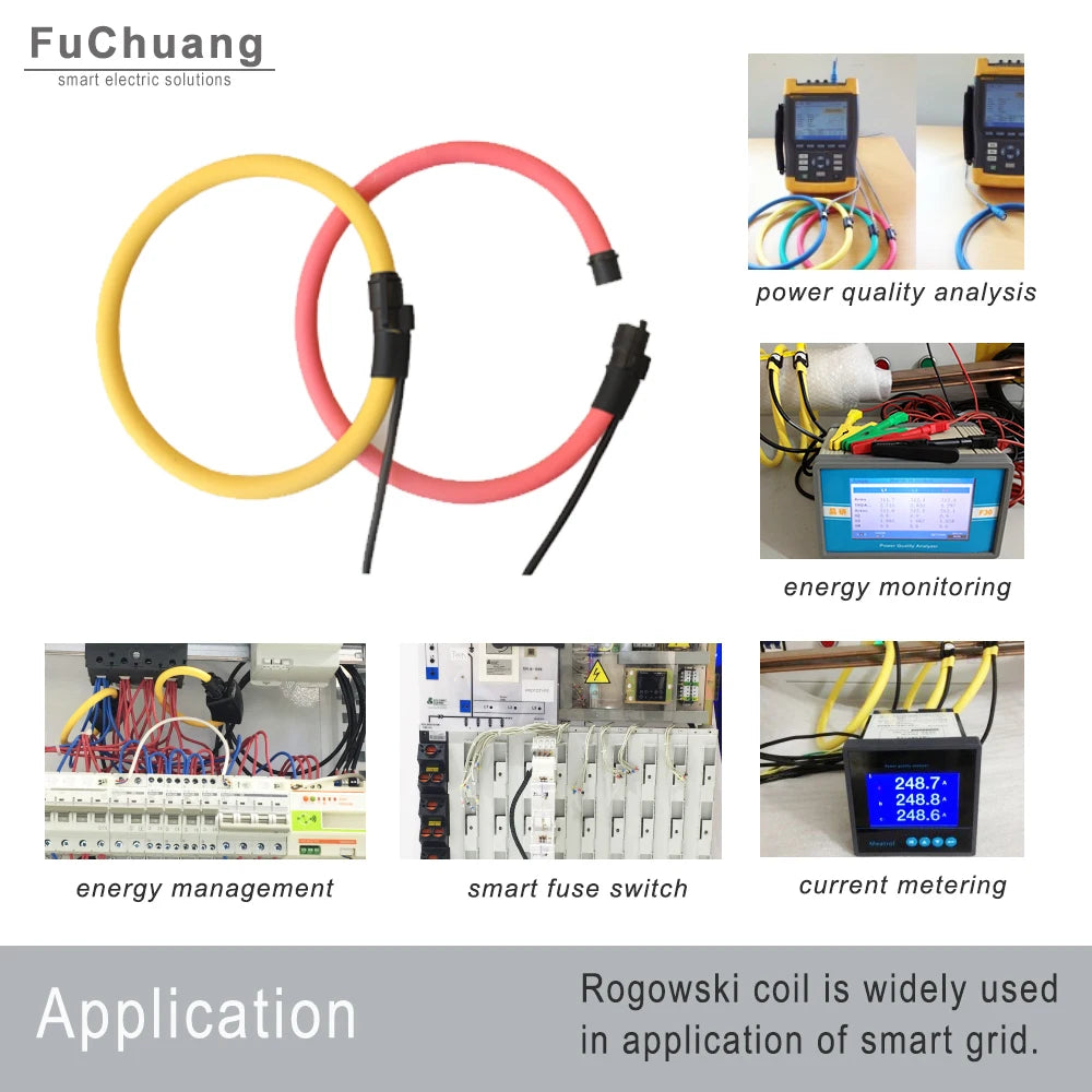 Rogowski Sensor FRC510 with BNC 1000A/100mV 50Hz Flexible current transformer Rope CT for Digitalize power and industrial grid