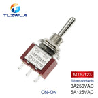 100PCS Toggle Switch SPDT DPDT Rocker Switch MTS 5A 6A 125V Self-Reset Switch 3A 250 AC 3 6PIN ON-ON ON-OFF-ON Starting Switch