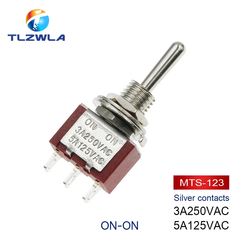 100PCS Toggle Switch SPDT DPDT Rocker Switch MTS 5A 6A 125V Self-Reset Switch 3A 250 AC 3 6PIN ON-ON ON-OFF-ON Starting Switch
