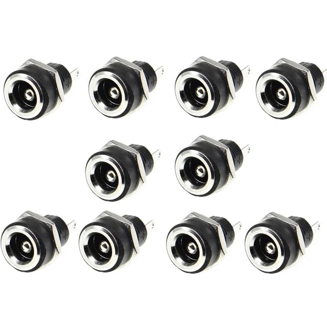 10PCS DC Power Connector pin 2.5x5.5mm Female Plug Jack + Male Plug Jack Socket Adapter PCB Mount DIY Adapter Connector 5.5x2.5