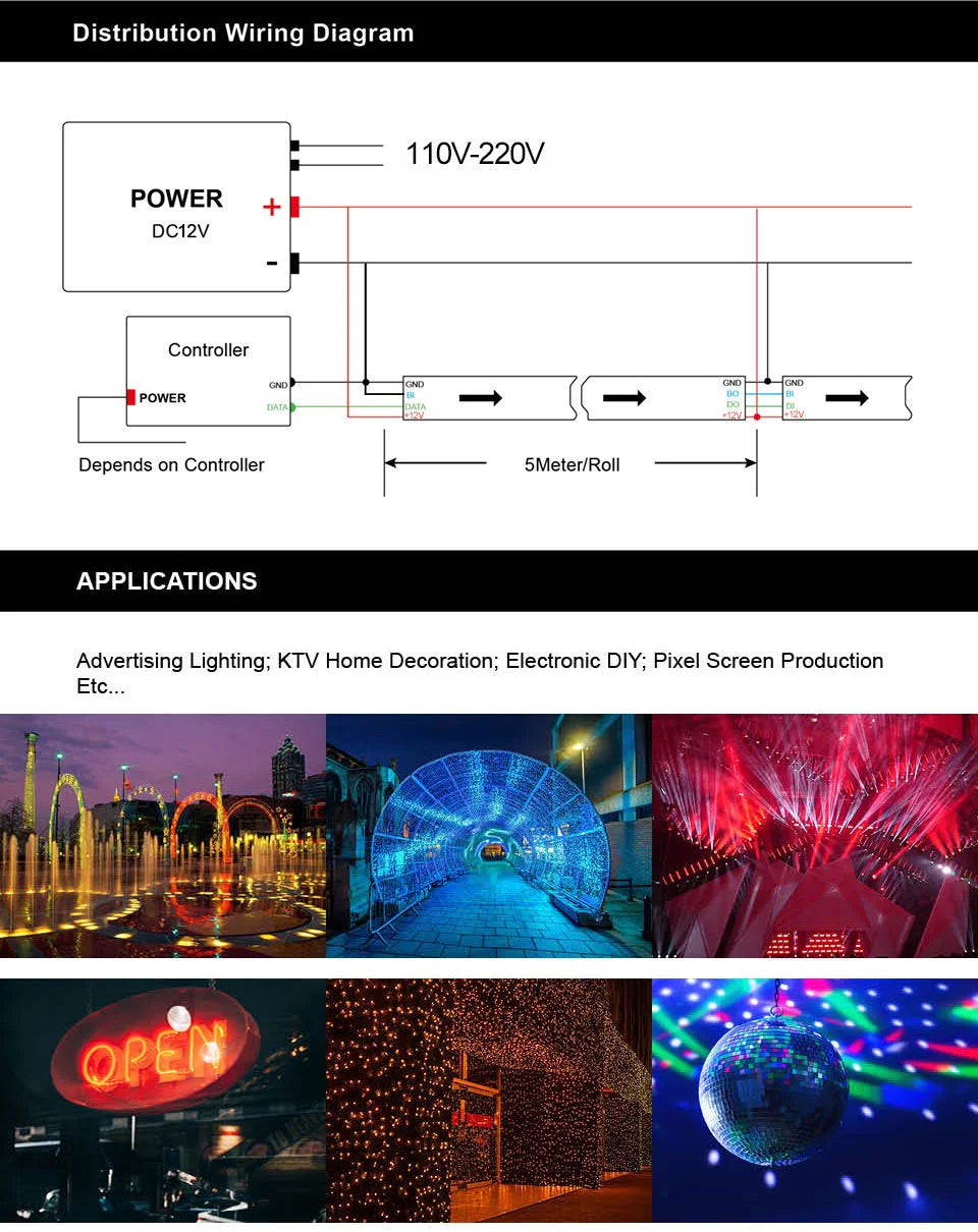 WS2815 DC12V WS2812B WS2813 LED Strip Light RGB Individually Addressable LED Lights Dual Signal 30 60 100 144 LEDs IP30 65 67