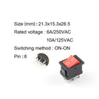 5PCS 6PIN 21X15mm Rocker Switch KCD2 DPDT Black White Push Button Boat Power Rocker Switch 6A/250V 10A/125V Electrical Equipment