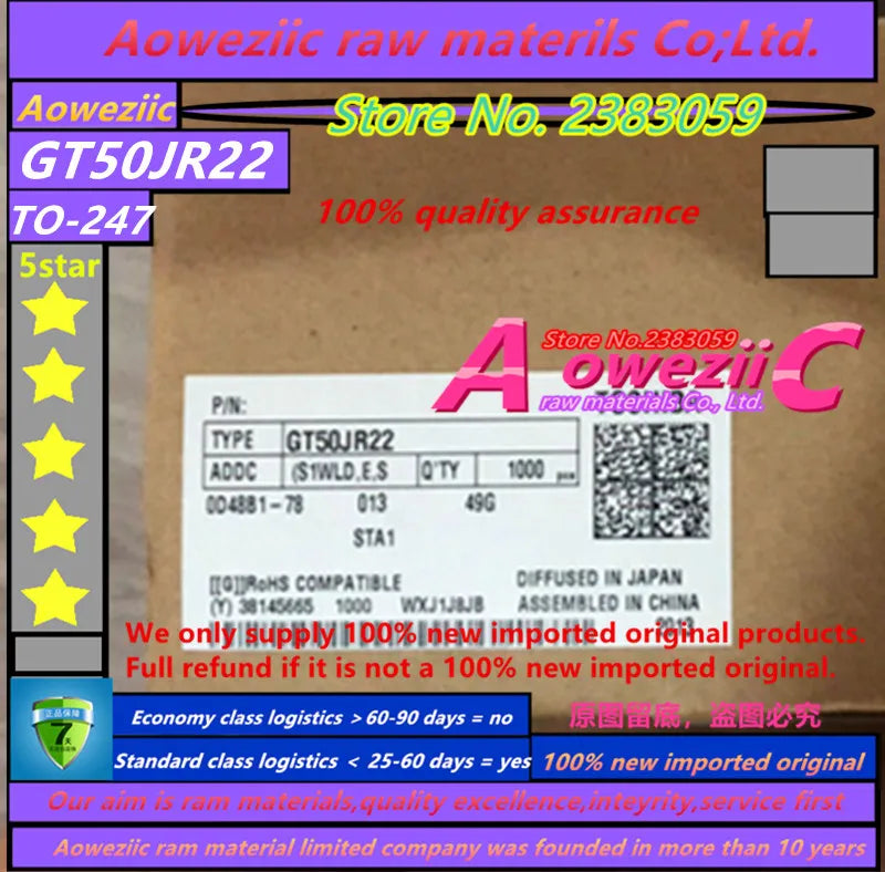 Aoweziic 2025+ 100% New Imported Original GT50JR22  50JR22 TO-247 IGBT Power Transistor 50A 600V
