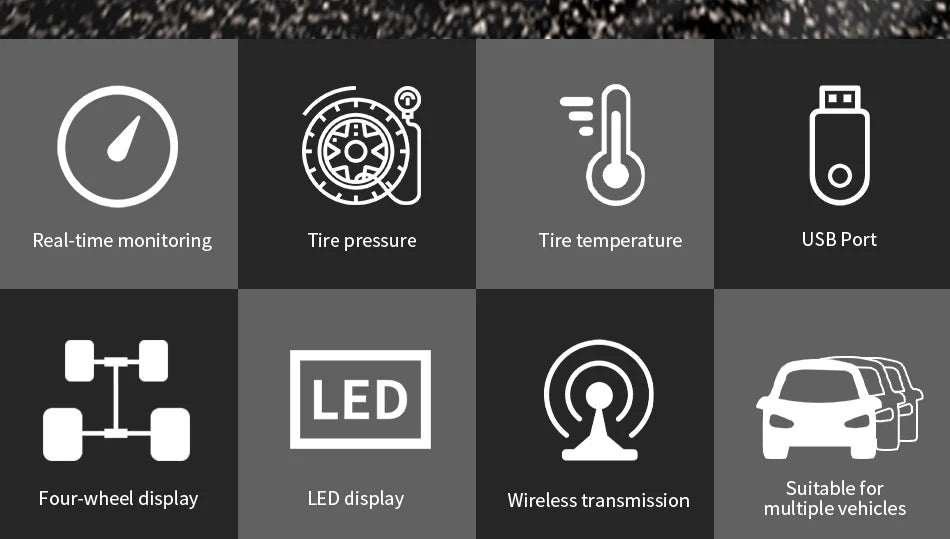 Car TPMS Cigarette Lighter Tire Pressure Monitoring System Alarm Tyre Air Pressure Meter Gauge Temperature Warning With 4 Sensor