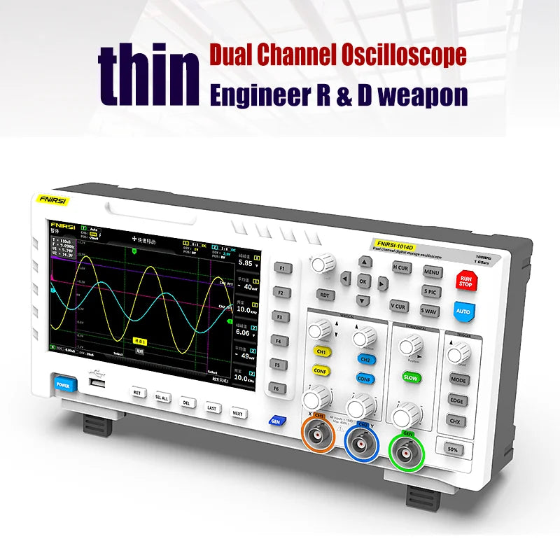 FNIRSI-1014D Dual Channel Desktop Digital Oscilloscope 100MHz* 2 Analog Bandwidth 1GSa/s Sampling Rate 10Mhz  Signal Generator