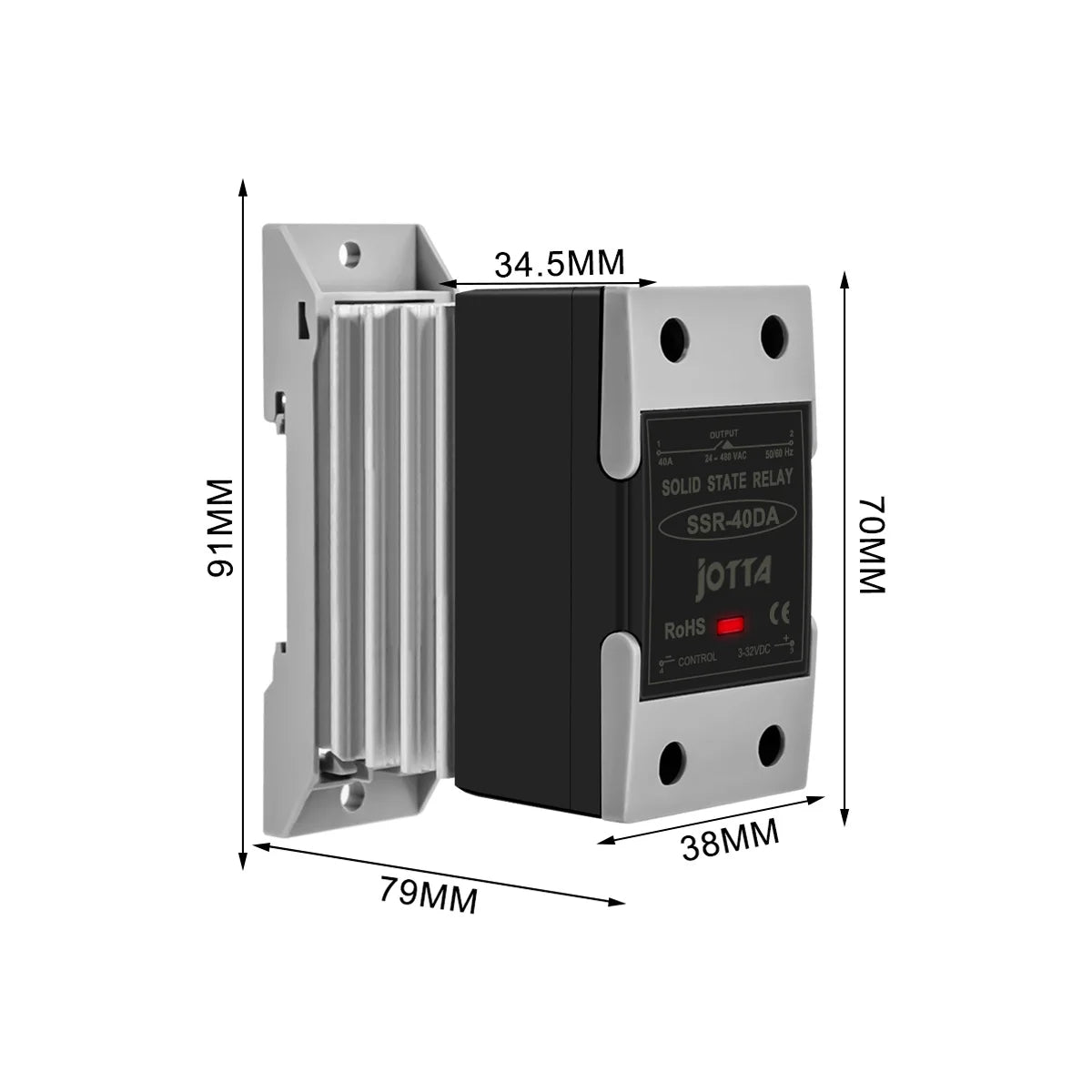 Din Rail Mounted SSR Single Phase Solid State Relay With Heat Sink SSR 10DA 25DA 40DA 60DA 80DA 100DA 120DA