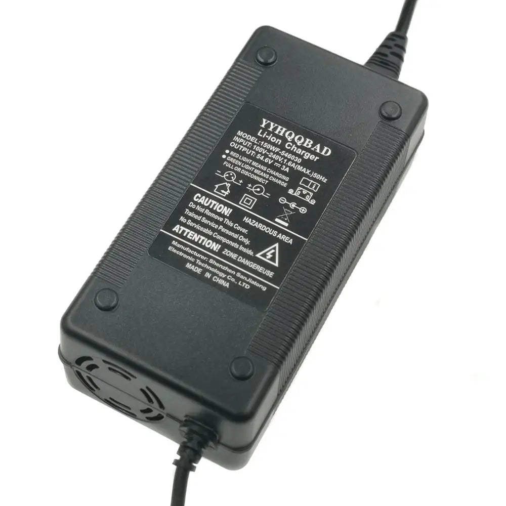 54.6V 3A Electric Bike Lithium Battery Charger for 48V Lithium Battery Pack 3 Pin GX16 Connector