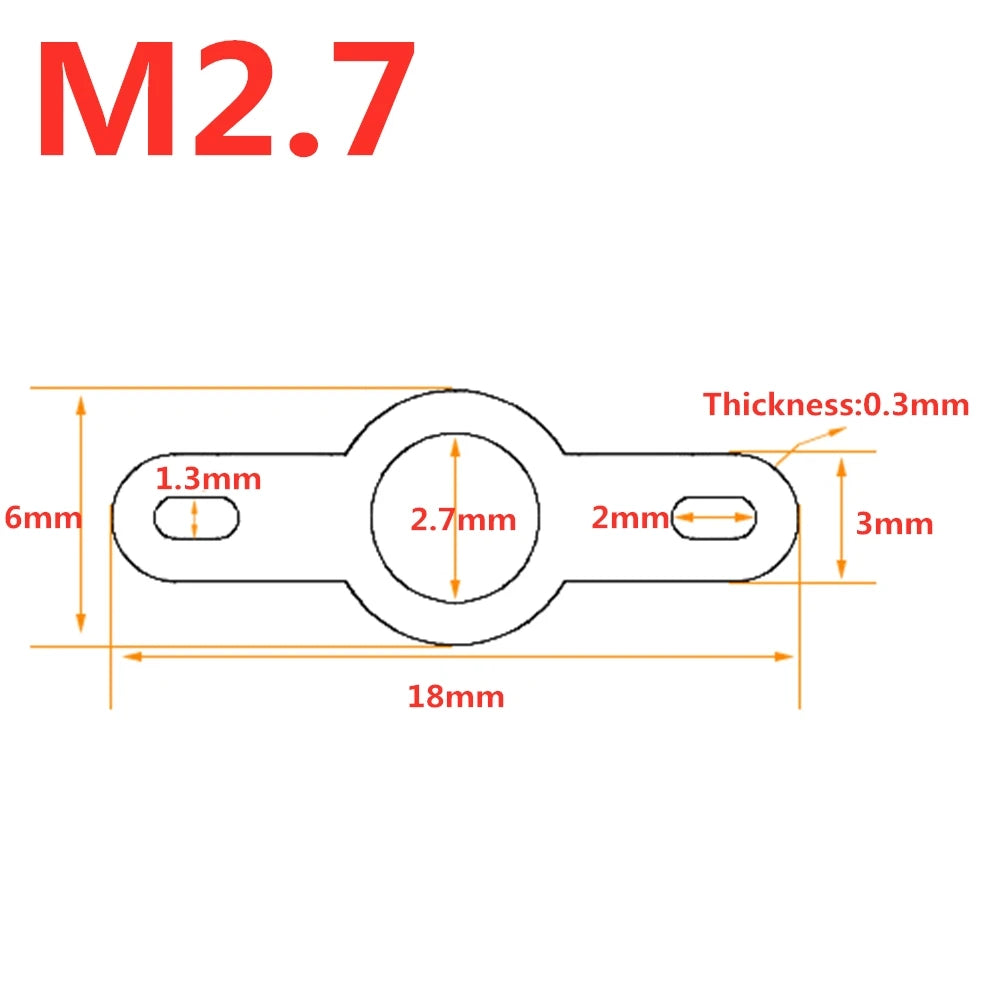 50pcs/100Pcs Silver-plated Copper double Head Soldering Terminal M2.2-M4.2 Circular Weld Washer Welding Sheet Soldering Lug
