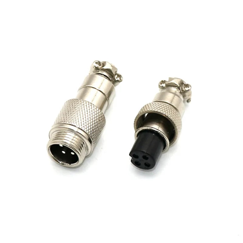 Angitu Electroplated GX12 Aviator GX 12 Connector Plug Butting Docking 4 core Male&Female Red Blue Black White Yellow