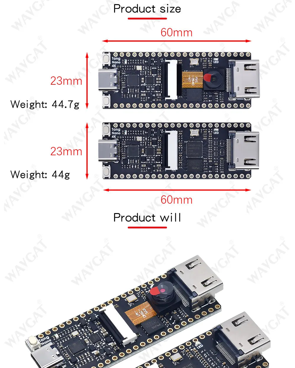 WAVGAT Tang Nano 4K Gowin Minimalist FPGA GoAI Develop-ment Board HDMI Camera With the line