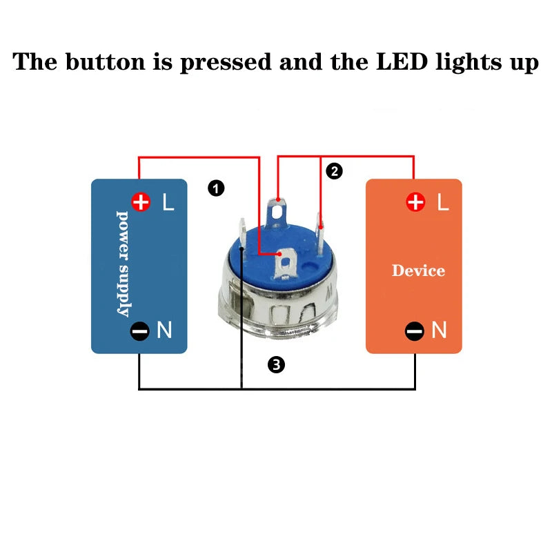 Metal Button Switch 12/16/19/22mm Car Engine Power Switch 3V 5v 12v 24v 220v LDE Light Momentary Self-locking Waterproof Button
