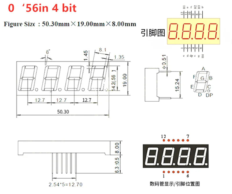 5Pcs 0.28 Inch Digital Tube LED Display 1Bit 2Bit 3Bit 4Bit Display Common Anode / Cathode 0.28"/0.36"/0.4"/0.56" 7 Segment Red