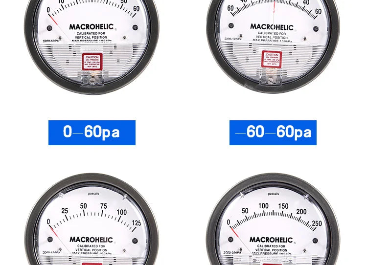 Differential Pressure Gauge Professional Barometer Aluminum Alloy Mechanic Customize Manometer for Medical Equipment Etc.