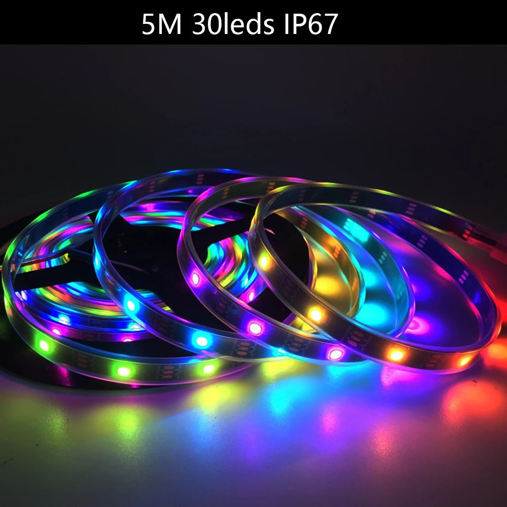 SK6812 RGBW (Similar WS2812B) Led Strip Light 4 in 1 30/60/144Leds/Pixels/m Individual Addressable Led Tape IP30/IP65/IP67 DC5V