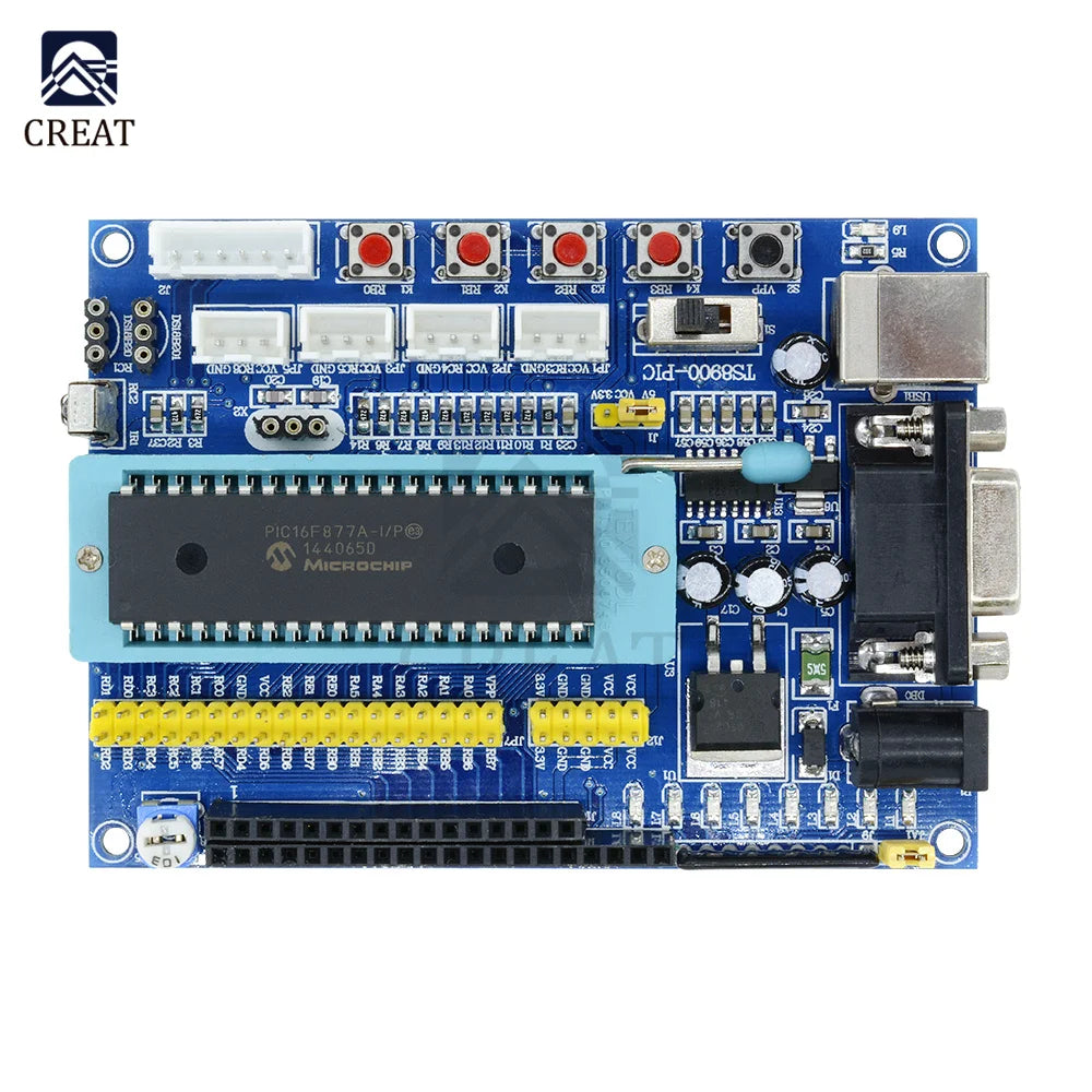 DC 12V PIC16F877A PIC Minimum System Development Board Emulator JTAG ICSP Program Minimum System Microcontroller Module