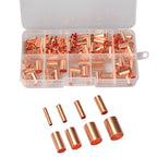 970pcs Copper Connecting Pipe Wire Joint Small Copper Tube Terminal Cable Lug Bootlace Ferrule Kit With Heat Shrink Tube Plier