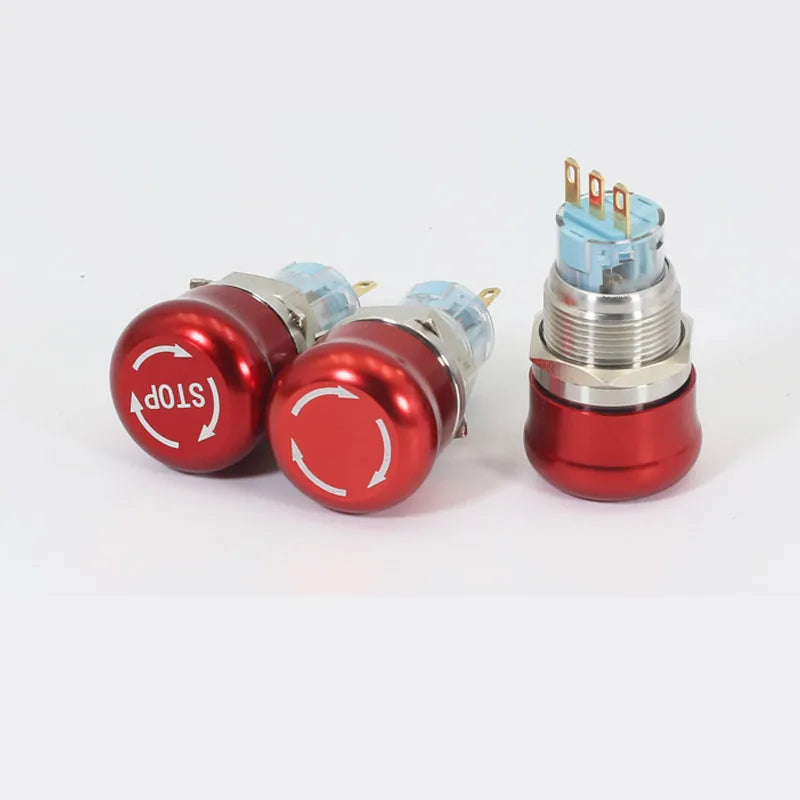 Emergency Stop Buttons E-STOP Power Switch Controller 220v Electrical Outlets NO+NC 16/19/22mm Red Symbol 1NO1NC 2NO2NC Latching