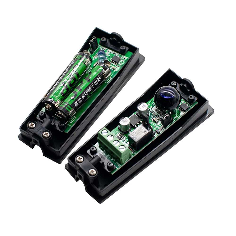 Universal Infrared Photocell Safety Beam, 12V-24V DC/AC Compatible Barrier Sensor for Automatic Doors, Gates, and Home Security