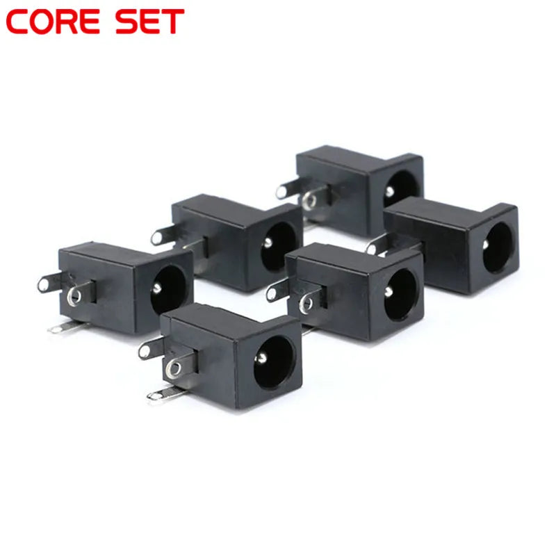 10Pcs DC-005 PCB Mount 5.5 x 2.1 mm Female DC Power Jack Plug Socket Connector Black 2.1 socket Round the needle