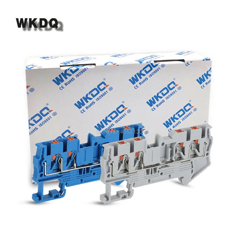 50Pcs PT2.5-QU Push-In Din Rail Terminal Block Spring 4-Conductor Strip Plug PT 2.5 QUATTRO Wire Electrical Connector PT 2.5-QU