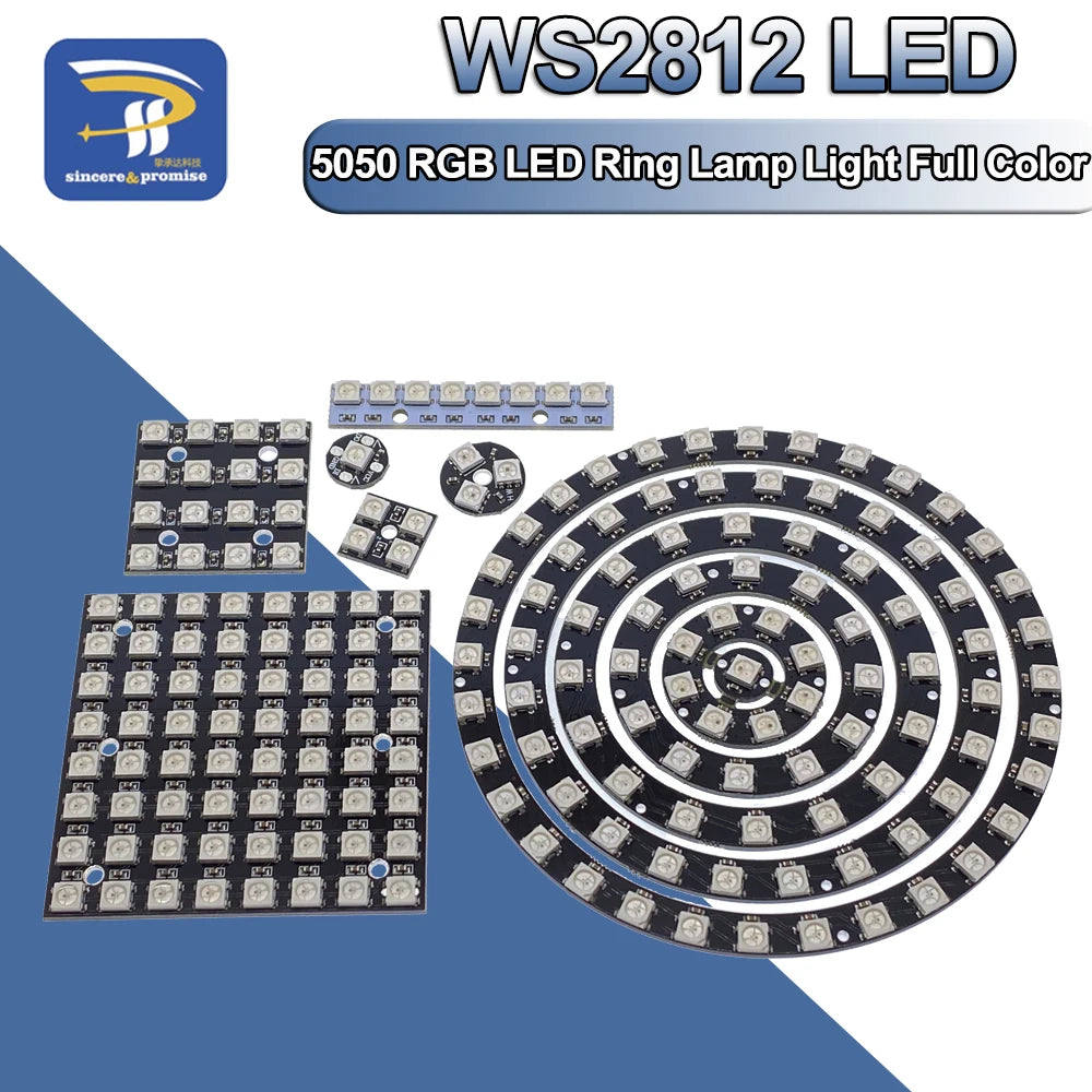 5V 1Bit 3 4Bit 7 8Bit 9 12Bit 16Bit 24Bit 32Bit 64 Bits WS2812 5050 RGB LED Ring Lamp Light + Integrated Drivers For Arduino Diy