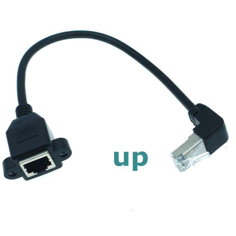 High Quality 90 Degree 8P8C FTP STP UTP Cat5 RJ45 Male to Female With Screw LAN Ethernet Computer Network Extension Cable