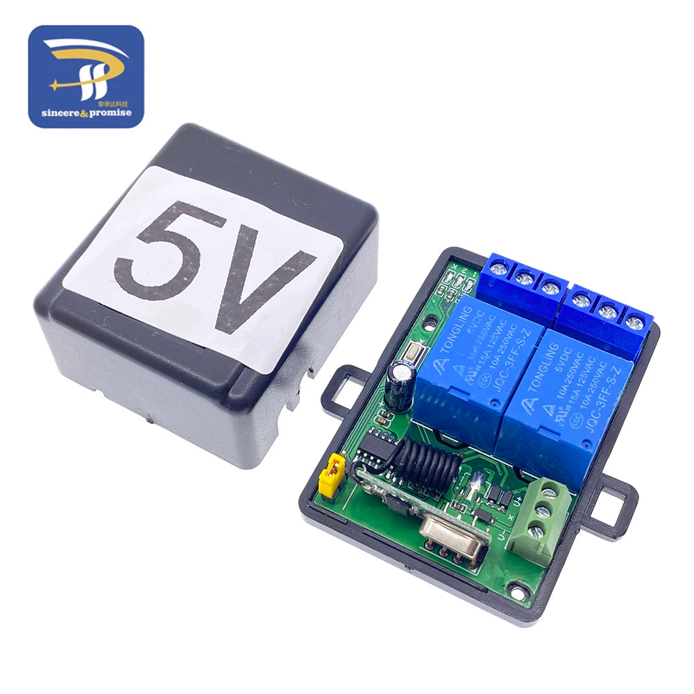 433Mhz RF Remote Control Wireless Switch DC 5V 12V 1CH 2 Way Relay Receiver and 2CH Transmitter For Door Electromagnetic Lock