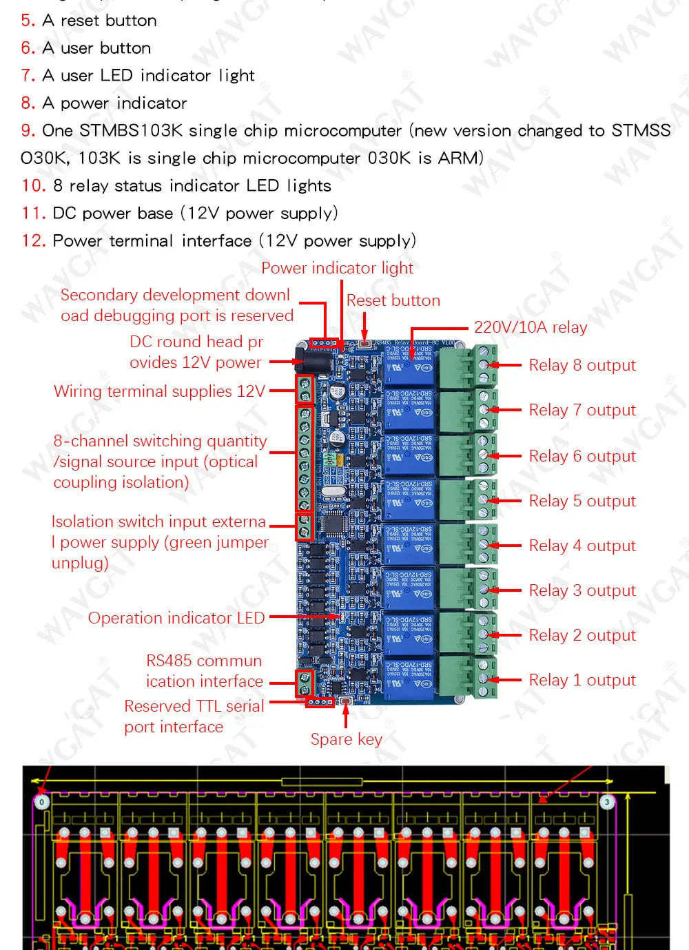 5V 12V Modbus Rtu 4 8 channel Relay Module RS485 TTL Communication 4 8 way Input Relay Module