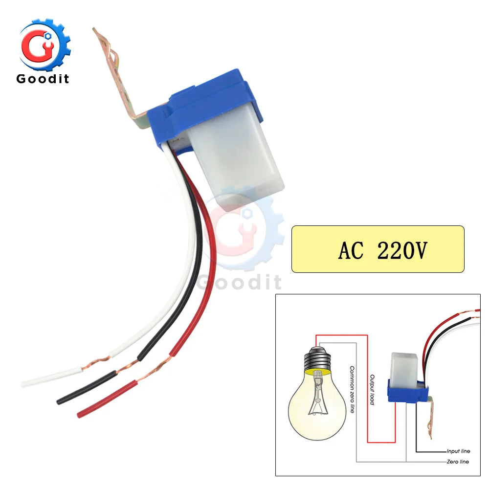 Waterproof Sensitive Auto Photo Switch AS-20 DC 12V AC 110V 220V 10A On/Off Photocell Street Light Switch Sensor Switch Tools