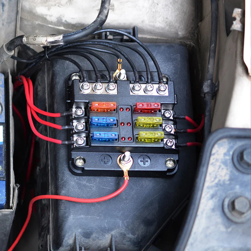Universal 12 Ways 6 Ways Blade Fuse Block 12V 32V Car Fuse Holder Box Marine Auto Fuse Connector Switch With LED Indicator Light