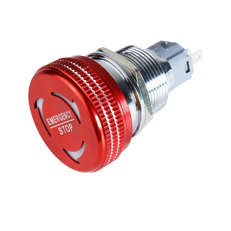 Metal Emergency Stop Switch 16MM 19MM 22MM E-stop Button Rotary Push-pull Emergency Stop Button with LED light 220V 24V 12V