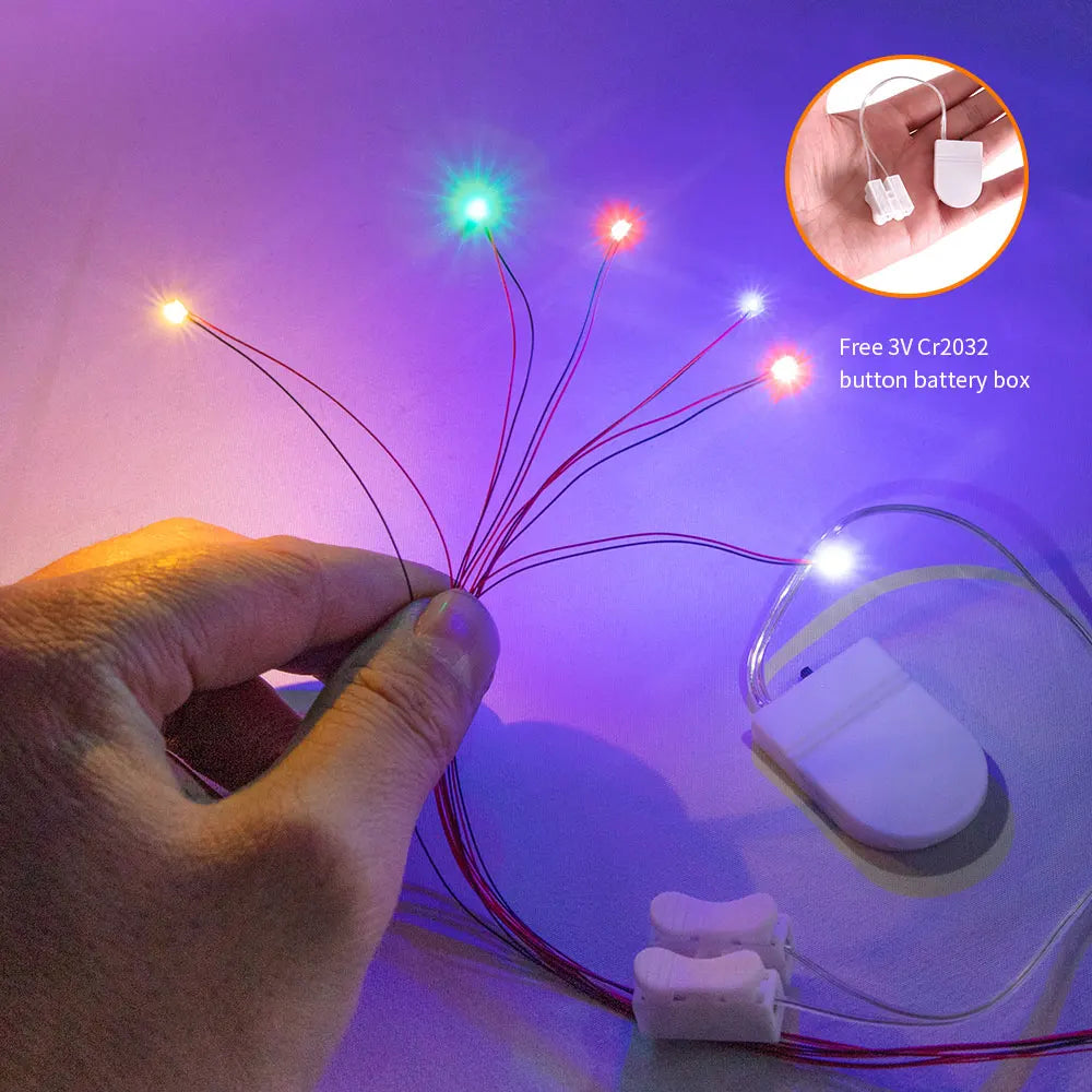10pcs 0805 SMD Led Lamp Plus 1pc Free 3V CR2032 Button Cell Battery Box Without Battery Model Train DIY Model Making/Diorama