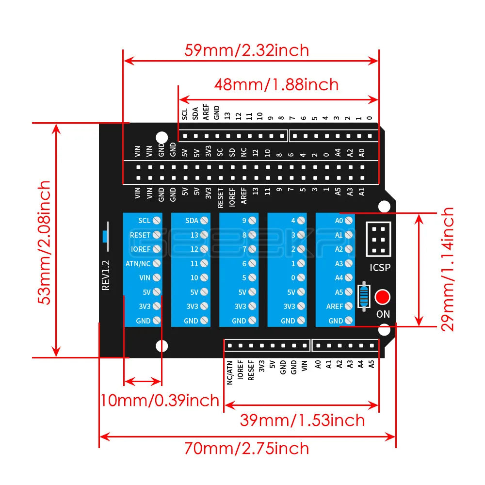 Arduino UNO Screw Terminal Hat Pre-soldered ICSP Pin Header Cage Copper Pillar