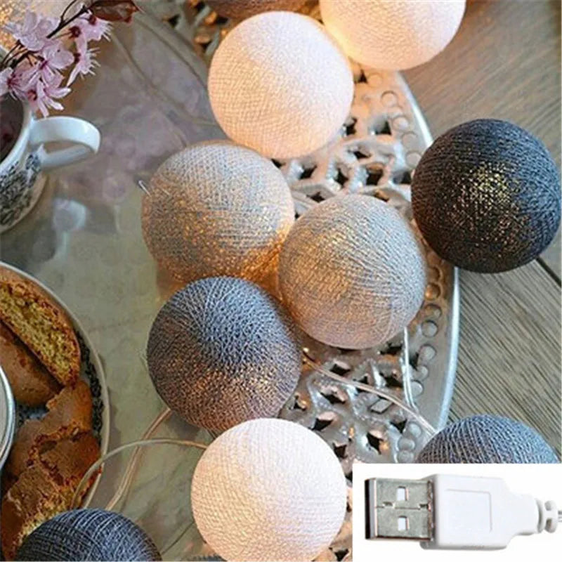 10/20/30 LEDs String Lights Cotton Thread Balls Home Decoration Lamp for Party Wedding Color Light String Christmas Decorations